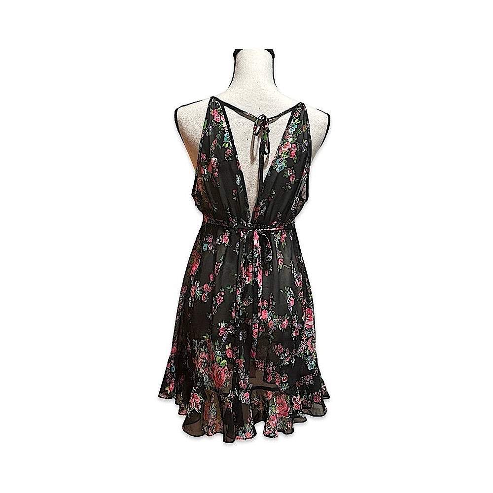 Vintage BETSEY JOHNSON sheer dress in a multicolor floral print